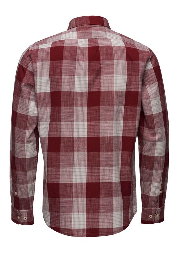 Lee - LEE BUTTON DOWN MĘSKA KOSZULA MATERIAŁOWA KRATA BIKING RED L880VATD. Typ kołnierza: button down. Materiał: materiał