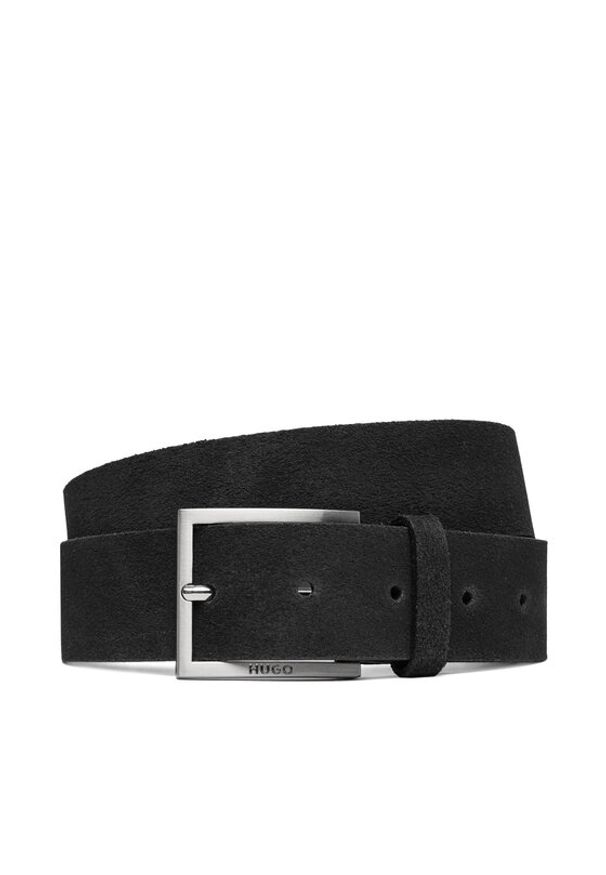 Hugo - HUGO Pasek Męski 50497455 Czarny. Kolor: czarny. Materiał: zamsz, skóra