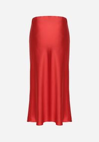 Born2be - Czerwona Satynowa Spódnica z Wysokim Stanem Pillineira. Okazja: na co dzień. Stan: podwyższony. Kolor: czerwony. Materiał: satyna. Styl: klasyczny, casual, elegancki #3