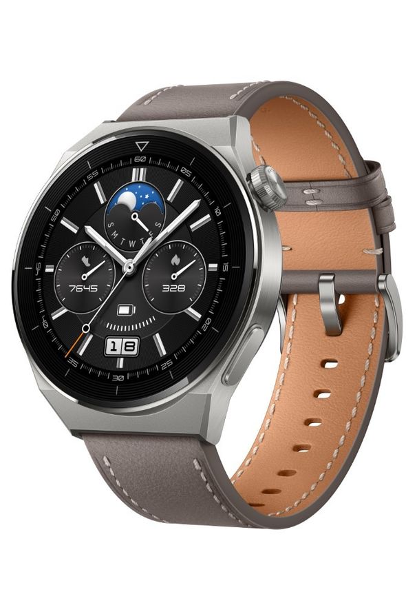HUAWEI - Smartwatch Huawei Watch GT 3 Pro 46mm Classic. Rodzaj zegarka: smartwatch. Materiał: materiał, skóra. Styl: retro, klasyczny, elegancki, sportowy