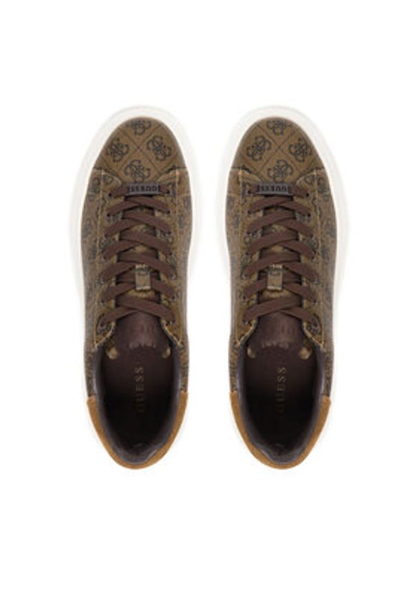 Guess Sneakersy FMPELA FAL12 Brązowy. Kolor: brązowy. Materiał: skóra