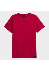 outhorn - T-shirt gładki męski - czerwony. Okazja: na co dzień. Kolor: czerwony. Materiał: materiał, bawełna, dzianina. Długość rękawa: raglanowy rękaw. Wzór: gładki. Styl: casual #5