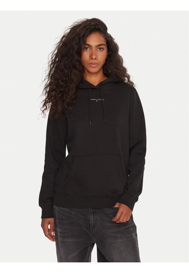 Tommy Jeans Bluza Linear DW0DW21963 Czarny Regular Fit. Kolor: czarny. Materiał: bawełna