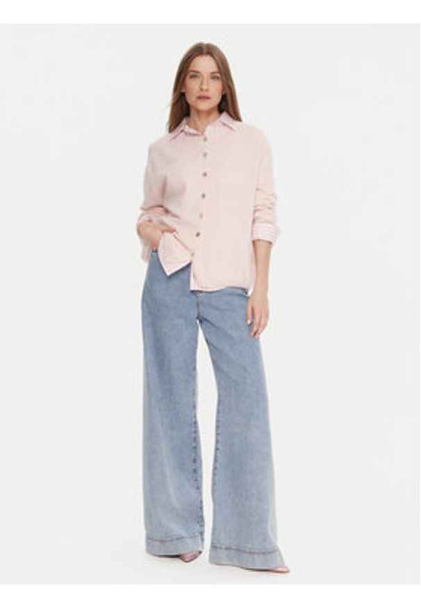 Kontatto Kardigan 3M0978C Różowy Relaxed Fit. Kolor: różowy. Materiał: wełna