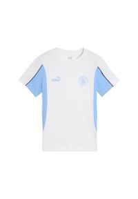 Puma - Męska koszulka Manchester City ftblARCHIVE PUMA White Team Light Blue. Kolor: niebieski, wielokolorowy, biały. Materiał: guma. Wzór: nadruk. Sport: piłka nożna