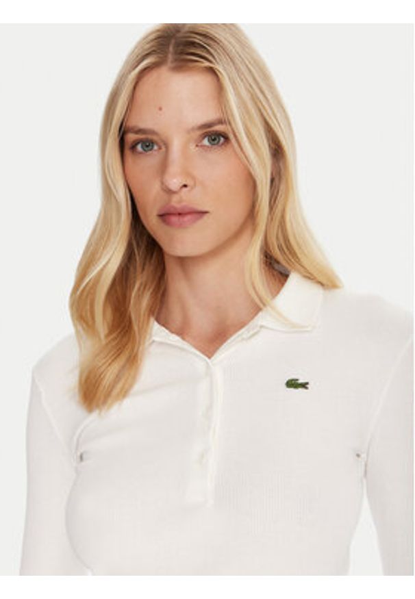 Lacoste Polo DF5281 Beżowy Slim Fit. Typ kołnierza: polo. Kolor: beżowy. Materiał: bawełna