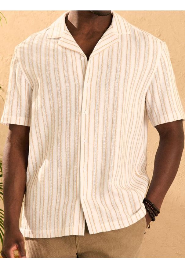 Sinsay - Luźna koszula w paski - kremowy. Kolor: kremowy. Wzór: paski