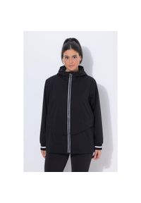 ULLA POPKEN - Damskie Kurtka funkcyjna wodoodporna odblaskowy nadruk kaptur. Kolekcja: plus size. Kolor: czarny. Materiał: poliester, materiał. Wzór: nadruk #1