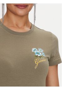 Guess T-Shirt Flowers W4YI30 J1314 Zielony Slim Fit. Kolor: zielony. Materiał: bawełna #2