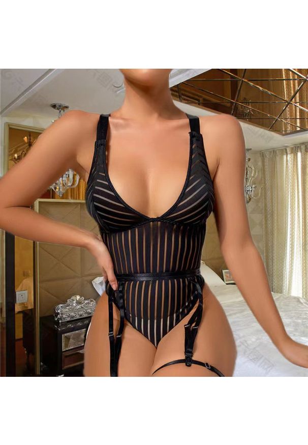 Intica - Body z dużym dekoltem na wieczorne wyjścia Arbana. Kolor: czarny. Materiał: tkanina