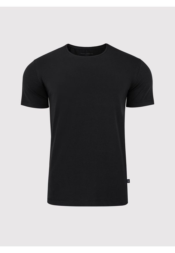 Pako Lorente - PAKO LORENTE – Czarny gładki T-shirt Basic. Kolor: czarny, niebieski, biały. Materiał: bawełna, elastan. Długość rękawa: krótki rękaw. Długość: krótkie. Wzór: gładki. Styl: klasyczny