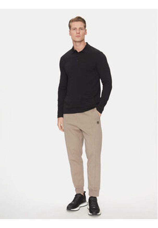 BOSS Polo Plisy 50536609 Czarny Regular Fit. Typ kołnierza: polo. Kolor: czarny. Materiał: bawełna