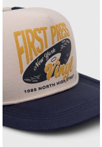 Abercrombie & Fitch czapka z daszkiem kolor niebieski z nadrukiem. Kolor: niebieski. Wzór: nadruk #2