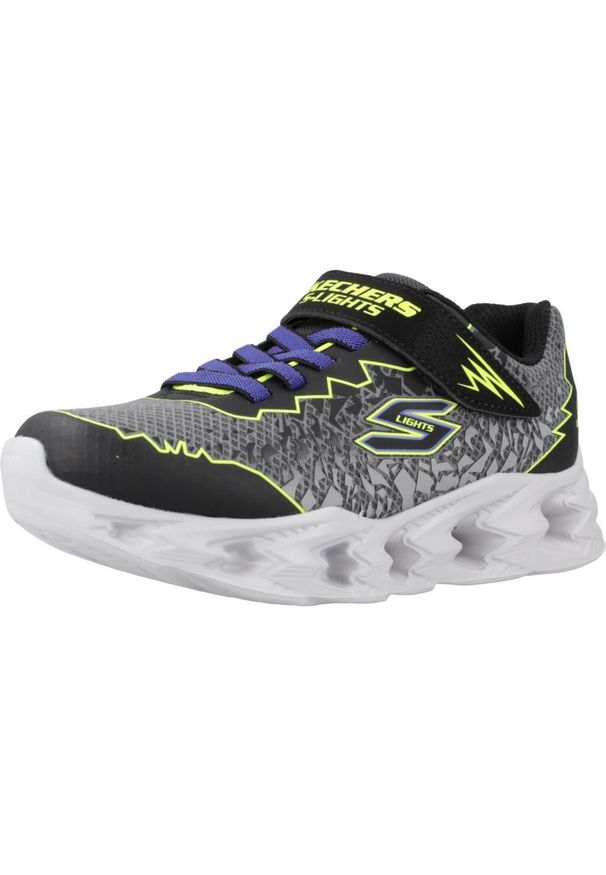 skechers - Buty do chodzenia dla dzieci Skechers Vortex 2.0 Zorento. Zapięcie: rzepy. Kolor: szary. Materiał: materiał, syntetyk, tkanina. Szerokość cholewki: normalna. Sport: turystyka piesza