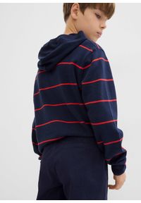 bonprix - Spodnie chinosy slim fit z regulowaną talią, straight. Okazja: na co dzień. Kolor: niebieski. Styl: casual #3