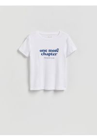 Reserved - T-shirt z nadrukiem - biały. Kolor: biały. Materiał: bawełna. Wzór: nadruk