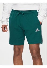 Adidas - adidas Szorty sportowe Essentials French Terry 3-Stripes IS1342 Zielony Regular Fit. Kolor: zielony. Materiał: bawełna. Styl: sportowy #1