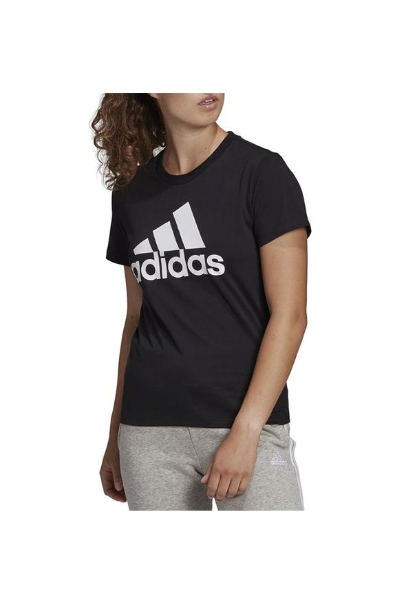 Adidas - Koszulka adidas Loungewear Essentials Logo Tee GL0722 - czarna. Kolor: czarny. Materiał: jeans, bawełna, dresówka. Długość rękawa: krótki rękaw. Długość: krótkie