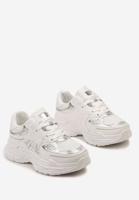 Renee - Białe Sneakersy z Siateczkowymi i Metalicznymi Wstawkami Telarisa. Kolor: biały #3
