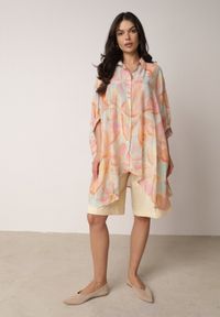 Born2be - Pomarańczowa Oversizowa Koszula z Bawełną o Kroju Typu Nietoperz Nyletia. Okazja: na co dzień. Typ kołnierza: kołnierzyk klasyczny. Kolor: pomarańczowy. Materiał: bawełna. Sezon: wiosna, lato. Styl: elegancki, klasyczny, casual #6