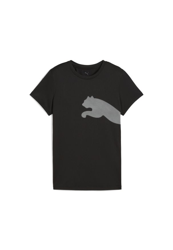 Puma - Damska koszulka Train All Day z dużym logo PUMA. Kolor: czarny. Sport: fitness