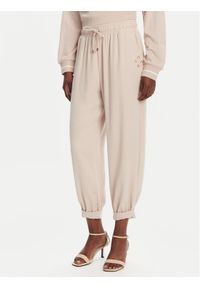 Liu Jo Sport Spodnie materiałowe TA5138 TS923 Beżowy Regular Fit. Kolor: beżowy. Materiał: syntetyk. Styl: sportowy