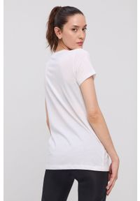 Under Armour t-shirt damski kolor biały. Okazja: na co dzień. Kolor: biały. Materiał: dzianina, prążkowany. Wzór: nadruk. Styl: casual #5