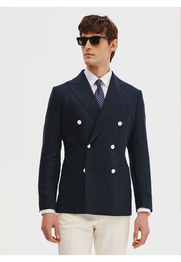 Pako Lorente - PAKO LORENTE – Lniana marynarka dwurzędowa. Materiał: len. Sezon: wiosna