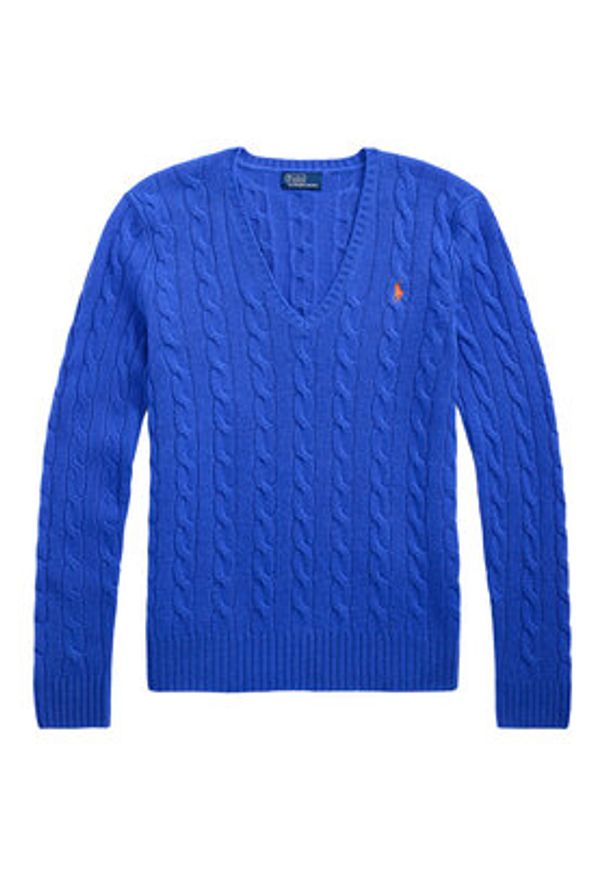 Polo Ralph Lauren Sweter 211971866006 Niebieski Slim Fit. Typ kołnierza: polo. Kolor: niebieski. Materiał: wełna