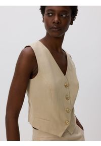 Reserved - Kamizelka z dodatkiem wiskozy - beżowy. Kolor: beżowy. Materiał: wiskoza #1