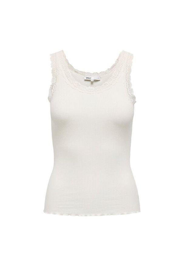 only - ONLY Top Sara 15345994 Kremowy Slim Fit. Kolor: kremowy. Materiał: bawełna