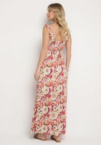 Born2be - Czerwona Rozkloszowana Sukienka z Wiskozy w Kwiatowym Wzór Redeelle. Okazja: na co dzień. Kolor: czerwony. Materiał: wiskoza. Wzór: kwiaty. Typ sukienki: rozkloszowane. Styl: casual, elegancki #5