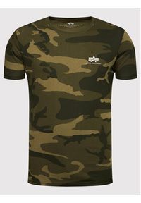 Alpha Industries T-Shirt Basic T Small Logo Camo 188505C Zielony Regular Fit. Kolor: zielony. Materiał: bawełna