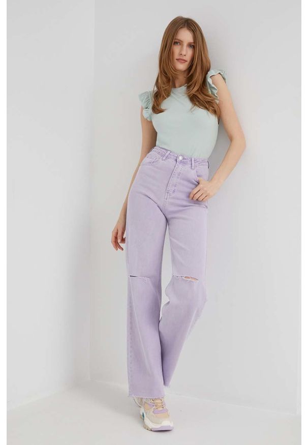 Answear Lab jeansy damskie high waist. Stan: podwyższony. Kolor: fioletowy. Styl: wakacyjny