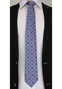 Męski Krawat z Fioletowymi Akcentami , wzór PAISLEY- Chattier, Kolorowy. Kolor: niebieski. Materiał: tkanina. Wzór: paisley. Styl: elegancki, wizytowy #2