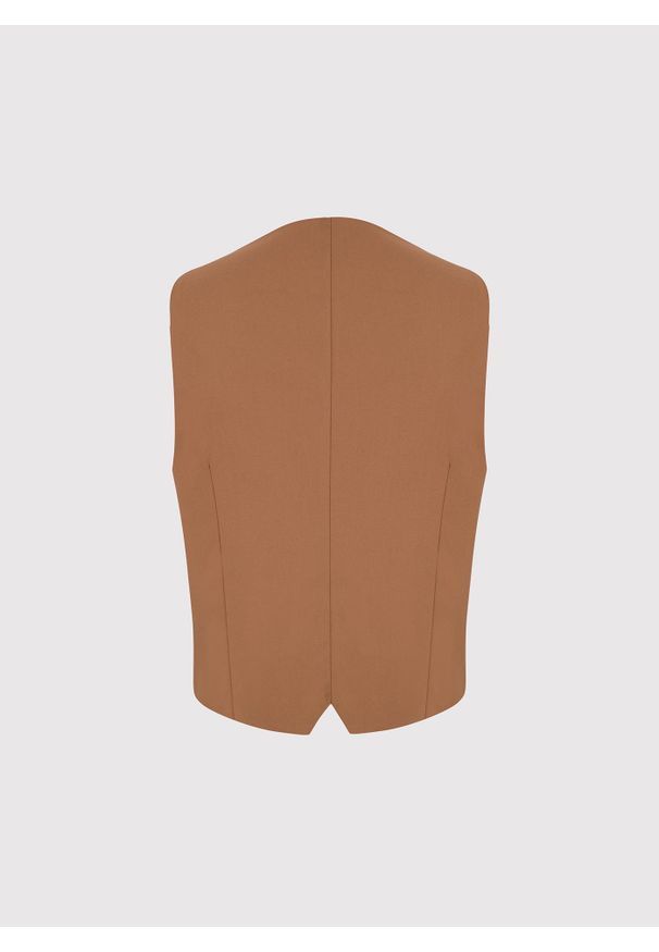 Pako Lorente - PAKO LORENTE - Ruda dwurzędowa kamizelka męska. Okazja: na co dzień. Kolor: brązowy. Materiał: poliester, wiskoza, elastan. Wzór: gładki. Styl: casual