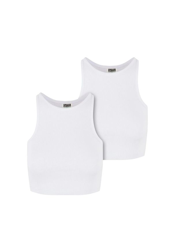 Urban Classics - Organiczny Top W Prążki Dla Kobiet (zestaw 2 Sztuk). Kolor: biały. Wzór: prążki. Sport: turystyka piesza