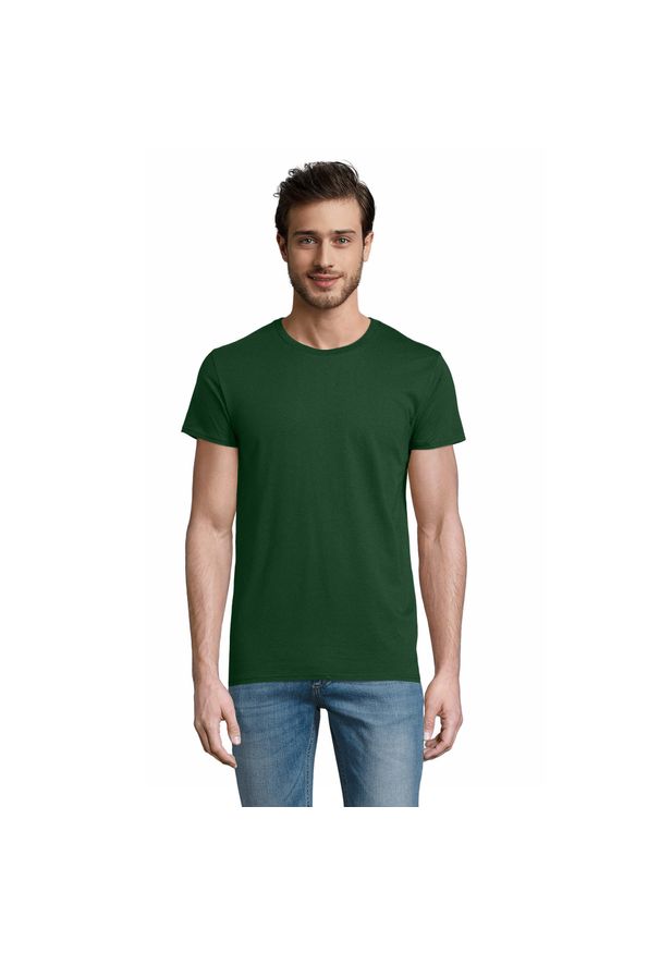 SOL'S - Męska Koszulka Pioneer Z Bawełny Organicznej. Kolor: zielony. Materiał: bawełna. Sport: turystyka piesza