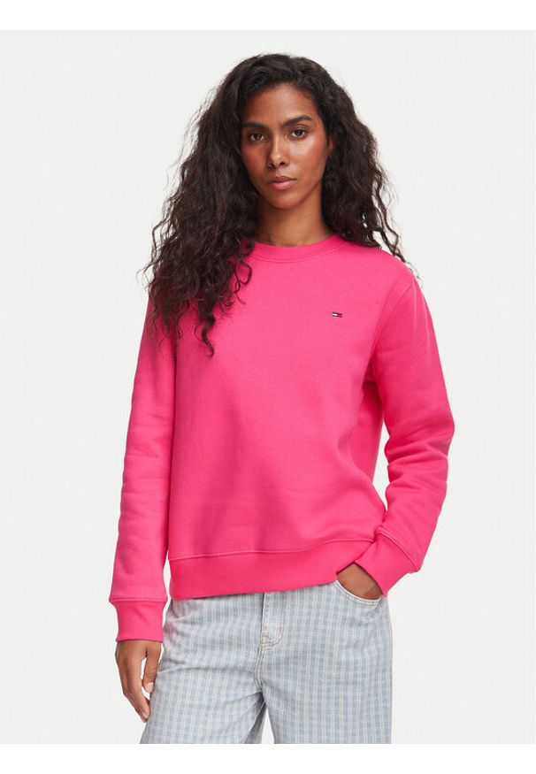 Tommy Jeans Bluza Flag DW0DW19959 Różowy Regular Fit. Kolor: różowy. Materiał: bawełna