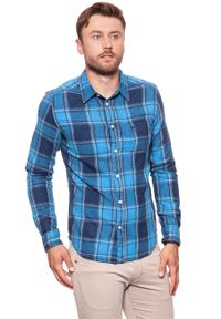 Wrangler - KOSZULA WRANGLER LS 1PKT SHIRT DIRECTOIRE BLUE W5953STKL. Kolor: niebieski. Długość rękawa: długi rękaw. Długość: długie. Wzór: kratka. Styl: elegancki #3