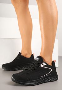 Born2be - Czarno-Różowe Buty Sportowe Sneakersy z Siateczki Uloniria. Okazja: na co dzień. Kolor: czarny. Materiał: jeans. Szerokość cholewki: normalna. Wzór: aplikacja #3
