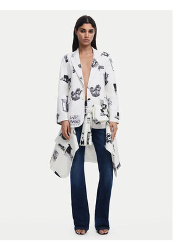 Desigual Marynarka 25SWEW15 Biały Regular Fit. Kolor: biały. Materiał: syntetyk