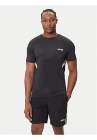 BOSS T-Shirt Tech TOC 50543329 Czarny Slim Fit. Kolor: czarny. Materiał: syntetyk