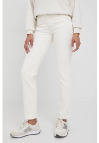 Lee jeansy MARION STRAIGHT ECRU damskie medium waist. Kolor: beżowy