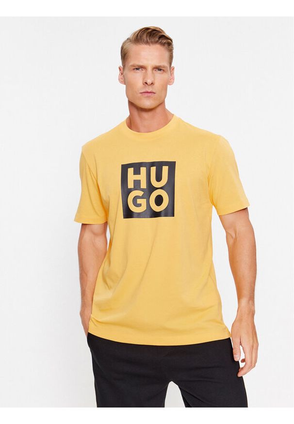 Hugo T-Shirt Daltor 50473891 Żółty Regular Fit. Kolor: żółty. Materiał: bawełna