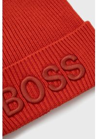 BOSS - Boss Czapka kolor czerwony z domieszką wełny. Kolor: czerwony. Materiał: wełna #3