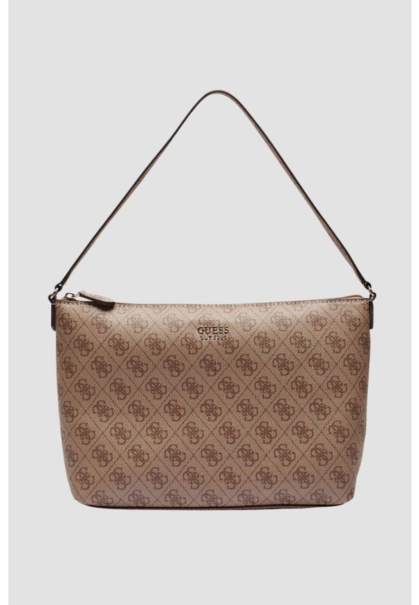 Guess - GUESS Brązowa shopperka damska Brenton. Kolor: brązowy. Materiał: skórzane. Styl: elegancki, casual