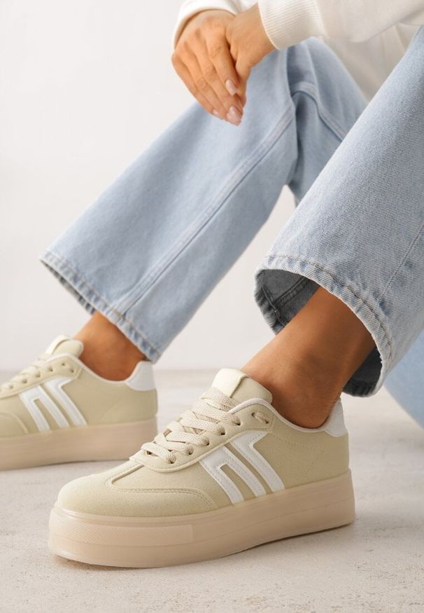 Renee - Żółte Sneakersy w Stylu Klasycznych Tenisówek na Grubej Podeszwie Yenoinne. Kolor: żółty