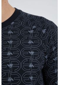 Emporio Armani Underwear bluza męska kolor czarny wzorzysta. Kolor: czarny. Materiał: dzianina. Długość rękawa: raglanowy rękaw