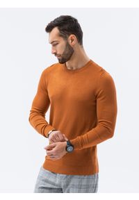 Ombre Clothing - Sweter męski E177 - camel - XXL. Materiał: nylon, wiskoza. Styl: klasyczny #3